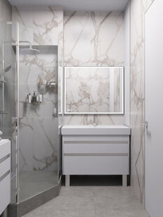 Фото № 2: Дизайн-проект трехкомнатной квартиры 65.6  м² стиль Модернизм для ЖК Бригантина