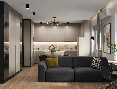 Фото № 6: Дизайн-проект трехкомнатной квартиры 80.9  м² Современный стиль для ЖК Пионер