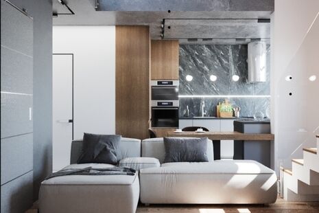 Фото № 1: Дизайн-проект дома/коттеджа 55.9  м² стиль Модернизм для дома в ЖК Императорские Мытищи