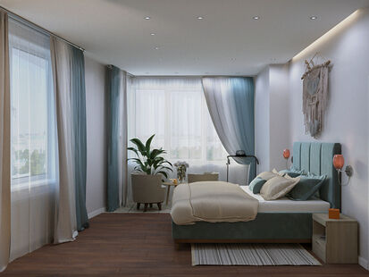 Фото № 4: Дизайн-проект двухкомнатной квартиры 59.05  м² Стиль Контемпорари для ЖК Октябрьское поле