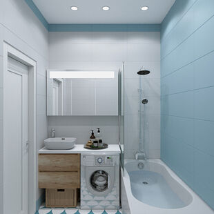 Фото № 3: Дизайн-проект двухкомнатной квартиры 59.05  м² Стиль Контемпорари для ЖК Октябрьское поле