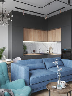 Фото № 1: Дизайн-проект двухкомнатной квартиры 24.2  м² Стиль Американская классика для ЖК Московский