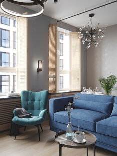 Фото № 3: Дизайн-проект двухкомнатной квартиры 24.2  м² Стиль Американская классика для ЖК Московский