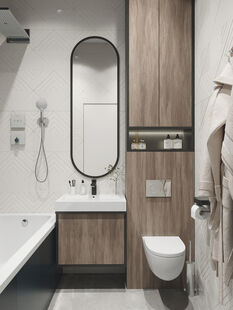 Фото № 5: Дизайн-проект двухкомнатной квартиры 24.2  м² Стиль Американская классика для ЖК Московский