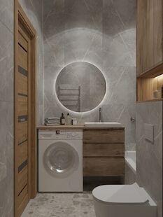 Фото № 6: Дизайн-проект трехкомнатной квартиры 67.65  м² Современный стиль для ЖК Октябрьское поле