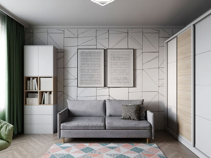 Фото № 6: Дизайн-проект четырехкомнатной квартиры 103.8  м² Современный стиль для ЖК Новое Купчино