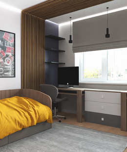 Фото № 6: Дизайн-проект трехкомнатной квартиры 71.0  м² Современный стиль для ЖК 1-й Лермонтовский