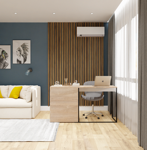 Фото № 3: Дизайн-проект двухкомнатной квартиры 62.65  м² Скандинавский стиль для ЖК Инвест строй