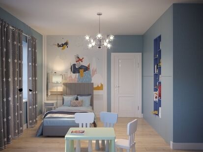 Фото № 3: Дизайн-проект трехкомнатной квартиры 87.62  м² Стиль Современная классика для этажа частного дома