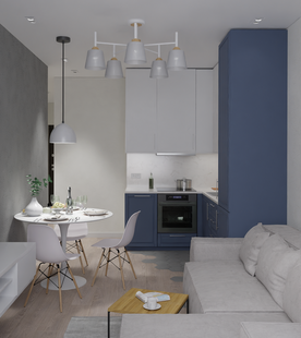 Фото № 2: Дизайн-проект однокомнатной квартиры 37.55  м² Скандинавский стиль для ЖК Домашний