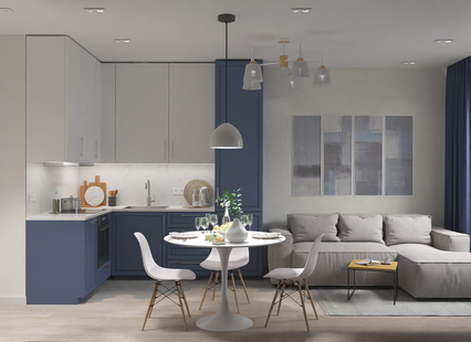 Фото № 6: Дизайн-проект однокомнатной квартиры 37.55  м² Скандинавский стиль для ЖК Домашний