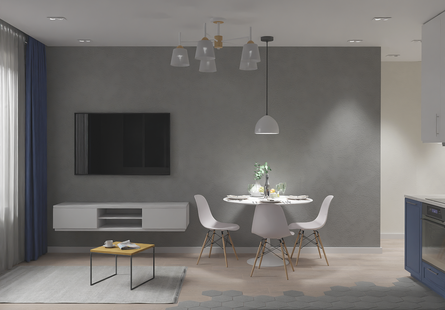 Фото № 4: Дизайн-проект однокомнатной квартиры 37.55  м² Скандинавский стиль для ЖК Домашний