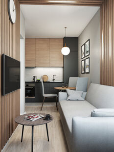 Фото № 4: Дизайн-проект однокомнатной квартиры 30.39  м² Стиль Лофт для ЖК Домашний