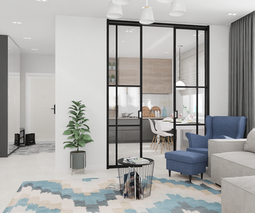 Фото № 4: Дизайн-проект четырехкомнатной квартиры 106.3  м² Скандинавский стиль для ЖК Легенды моря