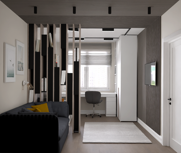 Фото № 1: Дизайн-проект четырехкомнатной квартиры 98.9  м² Современный стиль для ЖК Московский