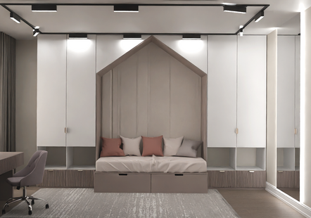 Фото № 6: Дизайн-проект четырехкомнатной квартиры 98.9  м² Современный стиль для ЖК Московский