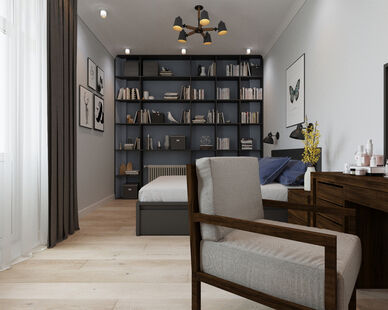 Фото № 3: Дизайн-проект трехкомнатной квартиры 101.3  м² Скандинавский стиль для ЖК Московский