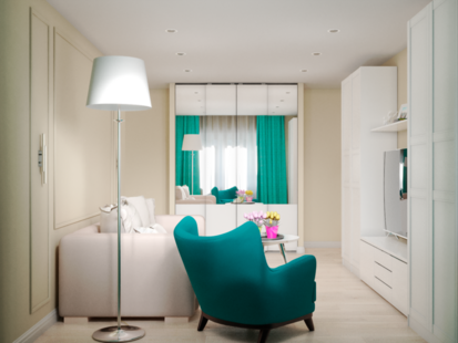 Фото № 4: Дизайн-проект трехкомнатной квартиры 64.1  м² Стиль Контемпорари для ЖК Московский