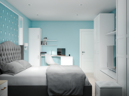 Фото № 6: Дизайн-проект трехкомнатной квартиры 64.1  м² Стиль Контемпорари для ЖК Московский