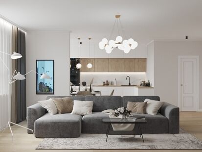 Фото № 5: Дизайн-проект пятикомнатной квартиры 130.91  м² Современный стиль для ЖК Серебряные росы