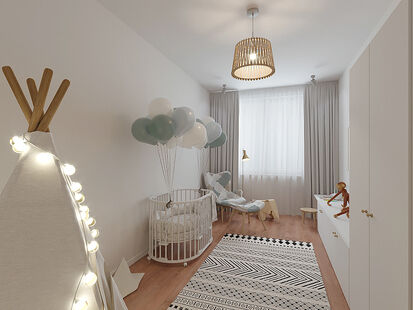 Фото № 5: Дизайн-проект трехкомнатной квартиры 67.02  м² Скандинавский стиль для ЖК Летний Сад