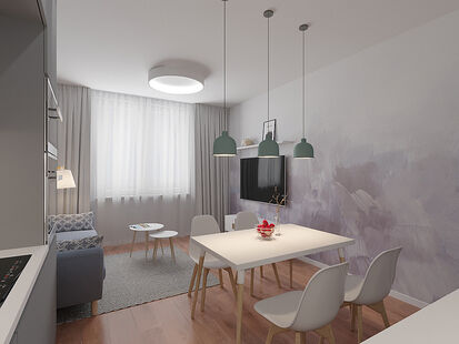 Фото № 3: Дизайн-проект трехкомнатной квартиры 67.02  м² Скандинавский стиль для ЖК Летний Сад