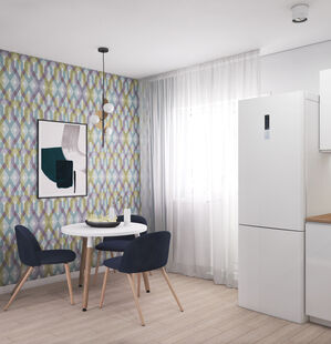 Фото № 2: Дизайн-проект однокомнатной квартиры 39.0  м² Стиль Фьюжн для ЖК Московский