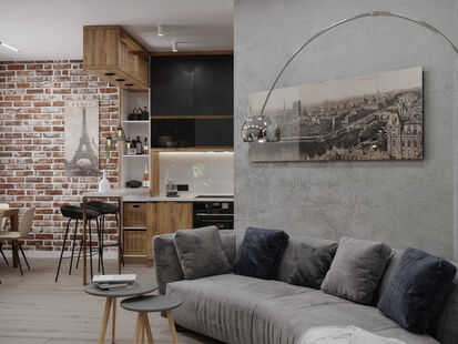 Фото № 3: Дизайн-проект четырехкомнатной квартиры 103.0  м² Стиль Эклектика для ЖК Московский