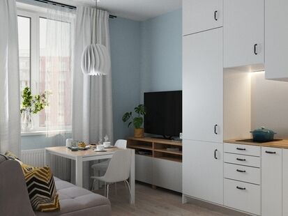 Фото № 5: Дизайн-проект однокомнатной квартиры 28.43  м² Скандинавский стиль для ЖК Квартал Тетрис