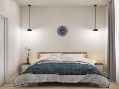 Фото № 1: Дизайн-проект двухкомнатной квартиры 43.1  м² Стиль Контемпорари для ЖК Новоорловский