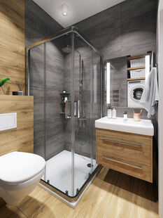 Фото № 5: Дизайн-проект двухкомнатной квартиры 43.1  м² Стиль Контемпорари для ЖК Новоорловский