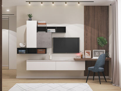 Фото № 4: Дизайн-проект двухкомнатной квартиры 43.1  м² Стиль Контемпорари для ЖК Новоорловский