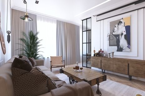 Фото № 1: Дизайн-проект двухкомнатной квартиры 72.21  м² Стиль Модернизм для ЖК Vavilove