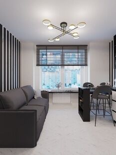 Фото № 4: Дизайн-проект двухкомнатной квартиры 51.4  м² стиль Модернизм для ЖК Столичные поляны