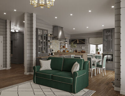 Фото № 3: Дизайн-проект дома/коттеджа 119.0  м² Стиль Прованс для частного дома в кп солнечный