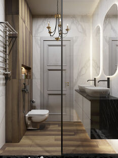 Фото № 6: Дизайн-проект трехкомнатной квартиры 86.28  м² Стиль Американская классика для ЖК Маяк