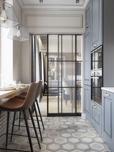 Фото № 3: Дизайн-проект трехкомнатной квартиры 59.83  м² Стиль Американская классика для ЖК Московский