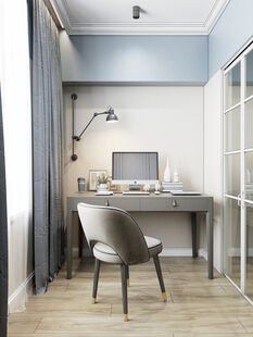 Фото № 2: Дизайн-проект трехкомнатной квартиры 59.83  м² Стиль Американская классика для ЖК Московский