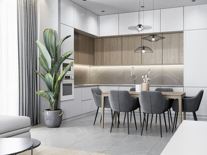 Фото № 3: Дизайн-проект четырехкомнатной квартиры 121.14  м² стиль Модернизм для ЖК Хорошевский