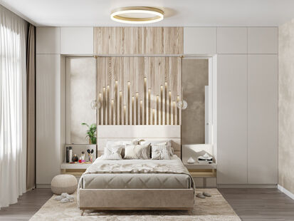 Фото № 6: Дизайн-проект двухкомнатной квартиры 76.66  м² Современный стиль для ЖК Тополя