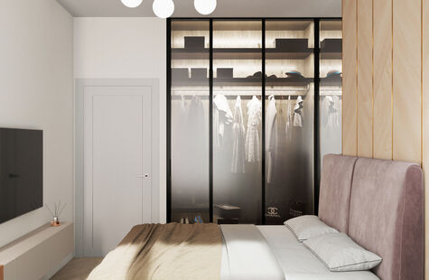 Фото № 4: Дизайн-проект трехкомнатной квартиры 72.5  м² стиль Модернизм для ЖК Академика Павлова