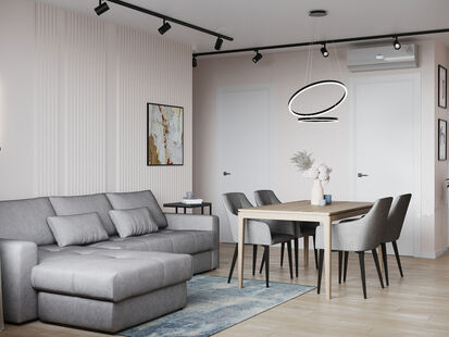 Фото № 5: Дизайн-проект трехкомнатной квартиры 56.8  м² стиль Модернизм для ЖК Discovery