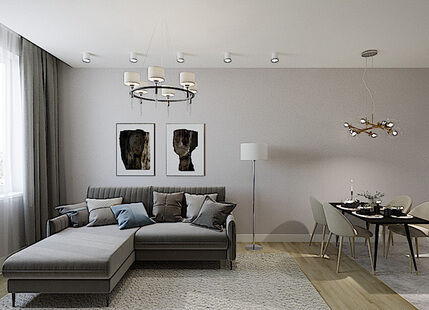 Фото № 3: Дизайн-проект трехкомнатной квартиры 57.95  м² стиль Модернизм для ЖК Сердце Одинцово