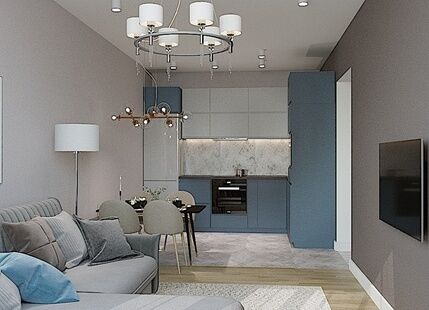 Фото № 2: Дизайн-проект трехкомнатной квартиры 57.95  м² стиль Модернизм для ЖК Сердце Одинцово