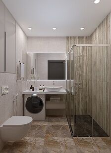 Фото № 4: Дизайн-проект трехкомнатной квартиры 57.95  м² стиль Модернизм для ЖК Сердце Одинцово