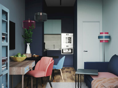 Фото № 2: Дизайн-проект двухкомнатной квартиры 35.5  м² Современный стиль для ЖК Огни