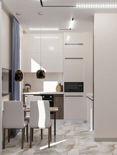 Фото № 6: Дизайн-проект двухкомнатной квартиры 42.5  м² стиль Модернизм для ЖК Суханово Spa Deluxe