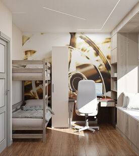 Фото № 2: Дизайн-проект двухкомнатной квартиры 42.5  м² стиль Модернизм для ЖК Суханово Spa Deluxe