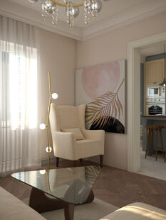 Фото № 3: Дизайн-проект трехкомнатной квартиры 69.9  м² Современный стиль для ЖК Шуваловский