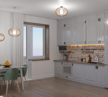 Фото № 3: Дизайн-проект однокомнатной квартиры 38.28  м² Стиль Лофт для ЖК в г. Новосибирск